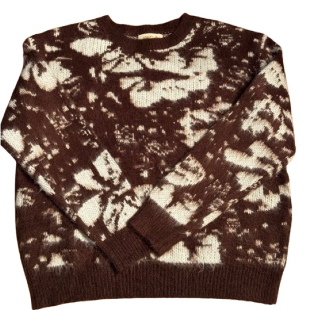 Listicle Brown and Cream Crewneck Sweater